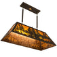 Meyda Lighting Tall Pines 36" 6-Light Wrought Iron Pendant Light With Amber Mica Shade Glass