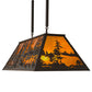 Meyda Lighting Tall Pines 36" 6-Light Wrought Iron Pendant Light With Amber Mica Shade Glass