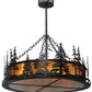 Meyda Lighting Tall Pines 37" 4-Light Textured Black Inverted Pendant Light With Amber Mica Shade Glass