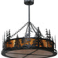 Meyda Lighting Tall Pines 37" 4-Light Textured Black Inverted Pendant Light With Amber Mica Shade Glass