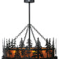 Meyda Lighting Tall Pines 37" 4-Light Textured Black Inverted Pendant Light With Amber Mica Shade Glass