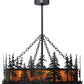 Meyda Lighting Tall Pines 37" 4-Light Textured Black Inverted Pendant Light With Amber Mica Shade Glass