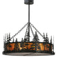 Meyda Lighting Tall Pines 37" 4-Light Textured Black Inverted Pendant Light With Amber Mica Shade Glass