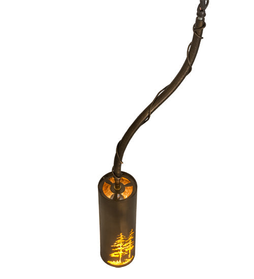 Meyda Lighting Tall Pines 4" Antique Copper Mini Pendant Light With Amber Mica Shade Glass