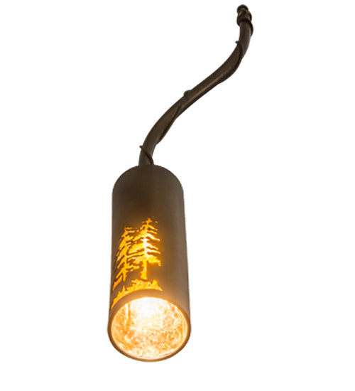 Meyda Lighting Tall Pines 4" Antique Copper Mini Pendant Light With Amber Mica Shade Glass