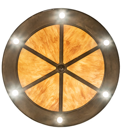 Meyda Lighting Tall Pines 41" 18-Light Antique Copper Inverted Pendant Light With Ambra Siena Idalight Shade