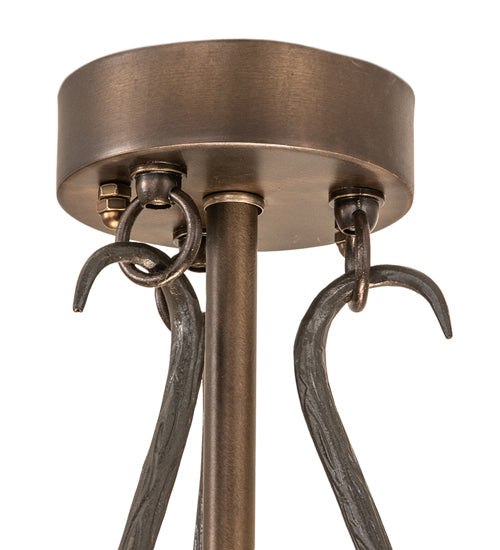Meyda Lighting Tall Pines 41" 18-Light Antique Copper Inverted Pendant Light With Ambra Siena Idalight Shade