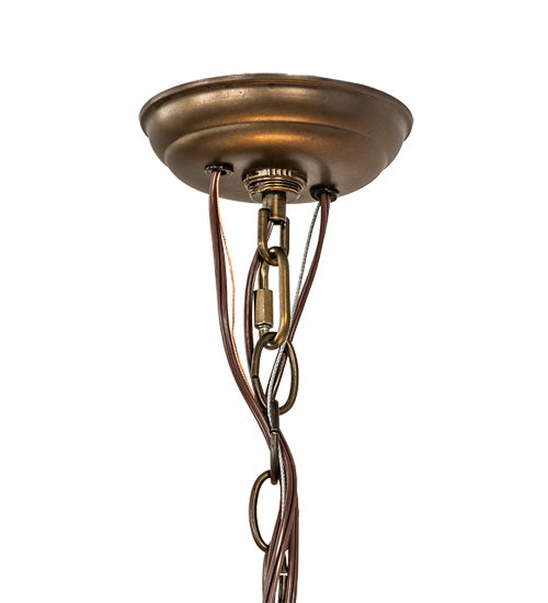 Meyda Lighting Tall Pines 41" 18-Light Antique Copper Inverted Pendant Light With Ambra Sienna Idalight Shade