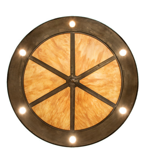Meyda Lighting Tall Pines 41" 18-Light Antique Copper Inverted Pendant Light With Ambra Sienna Idalight Shade
