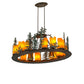 Meyda Lighting Tall Pines 42" 12-Light Antique Copper & Green Chandelier With Amber Faux Candlelight