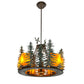 Meyda Lighting Tall Pines 42" 12-Light Antique Copper & Green Chandelier With Amber Faux Candlelight