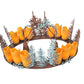 Meyda Lighting Tall Pines 42" 12-Light Rust & Green Trees Chandelier With Amber Faux Candlelight