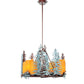 Meyda Lighting Tall Pines 42" 12-Light Rust & Green Trees Chandelier With Amber Faux Candlelight