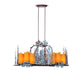 Meyda Lighting Tall Pines 42" 12-Light Rust & Green Trees Chandelier With Amber Faux Candlelight