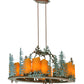 Meyda Lighting Tall Pines 42" 12-Light Rust & Green Trees Chandelier With Amber Faux Candlelight