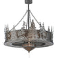 Meyda Lighting Tall Pines 44" 11-Light Nickel Chandelier With Silver Mica Shade Glass and Silver Fan