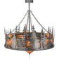 Meyda Lighting Tall Pines 44" 11-Light Nickel Chandelier With Silver Mica Shade Glass and Silver Fan