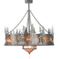Meyda Lighting Tall Pines 44" 11-Light Nickel Chandelier With Silver Mica Shade Glass and Silver Fan