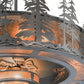 Meyda Lighting Tall Pines 44" 11-Light Nickel Chandelier With Silver Mica Shade Glass and Silver Fan