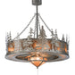 Meyda Lighting Tall Pines 44" 11-Light Nickel Chandelier With Silver Mica Shade Glass and Silver Fan