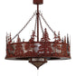 Meyda Lighting Tall Pines 44" 11-Light Red Rust Chandelier With Silver Mica Shade Glass and Fan