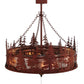 Meyda Lighting Tall Pines 44" 11-Light Red Rust Chandelier With Silver Mica Shade Glass and Fan
