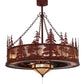 Meyda Lighting Tall Pines 44" 11-Light Red Rust Chandelier With Silver Mica Shade Glass and Fan