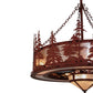 Meyda Lighting Tall Pines 44" 11-Light Red Rust Chandelier With Silver Mica Shade Glass and Fan