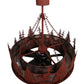 Meyda Lighting Tall Pines 44" 11-Light Red Rust Chandelier With Silver Mica Shade Glass and Fan
