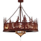 Meyda Lighting Tall Pines 44" 11-Light Red Rust Chandelier With Silver Mica Shade Glass and Fan