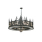 Meyda Lighting Tall Pines 44" 11-Light Textured Black Chandelier With Silver Mica Shade Glass and Black Fan