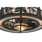 Meyda Lighting Tall Pines 44" 11-Light Textured Black Chandelier With Silver Mica Shade Glass and Black Fan