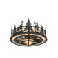 Meyda Lighting Tall Pines 44" 11-Light Textured Black Chandelier With Silver Mica Shade Glass and Black Fan