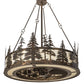 Meyda Lighting Tall Pines 44" 16-Light Dark Burnished Antique Copper Chandelier With Creme Carrare Idalight Shade Glass and Fan
