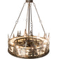 Meyda Lighting Tall Pines 44" 16-Light Dark Burnished Antique Copper Chandelier With Creme Carrare Idalight Shade Glass and Fan