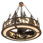 Meyda Lighting Tall Pines 44" 16-Light Dark Burnished Antique Copper Chandelier With Creme Carrare Idalight Shade Glass and Fan