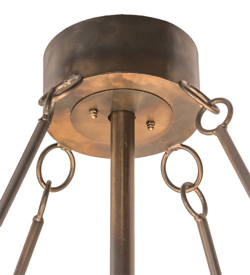 Meyda Lighting Tall Pines 44" 16-Light Dark Burnished Antique Copper Chandelier With Creme Carrare Idalight Shade Glass and Fan