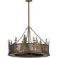 Meyda Lighting Tall Pines 44" 8-Light Antique Copper Chandelier With Silver Mica Shade Glass and Fan