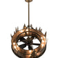Meyda Lighting Tall Pines 44" 8-Light Antique Copper Chandelier With Silver Mica Shade Glass and Fan