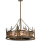 Meyda Lighting Tall Pines 44" 8-Light Antique Copper Chandelier With Silver Mica Shade Glass and Fan