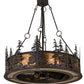 Meyda Lighting Tall Pines 44" 8-Light Copper Rust Chandelier With Amber Mica Shade Glass and Fan