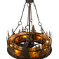 Meyda Lighting Tall Pines 44" 8-Light Copper Rust Chandelier With Amber Mica Shade Glass and Fan