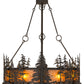 Meyda Lighting Tall Pines 44" 8-Light Copper Rust Chandelier With Amber Mica Shade Glass and Fan