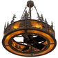 Meyda Lighting Tall Pines 44" 8-Light Copper Rust Chandelier With Amber Mica Shade Glass and Fan