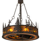 Meyda Lighting Tall Pines 44" 8-Light Copper Rust Chandelier With Amber Mica Shade Glass and Fan