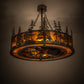 Meyda Lighting Tall Pines 44" 8-Light Light Burnished Antique Copper Chandelier With Amber Mica Shade Glass and Fan