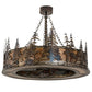 Meyda Lighting Tall Pines 44" 8-Light Light Burnished Antique Copper Chandelier With Amber Mica Shade Glass and Fan