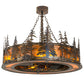 Meyda Lighting Tall Pines 44" 8-Light Light Burnished Antique Copper Chandelier With Amber Mica Shade Glass and Fan