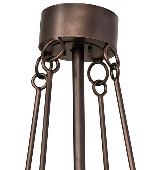 Meyda Lighting Tall Pines 44" 8-Light Mahogany Bronze Chandelier With Silver Mica Shade Glass and Fan