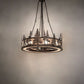 Meyda Lighting Tall Pines 44" 8-Light Mahogany Bronze Chandelier With Silver Mica Shade Glass and Fan